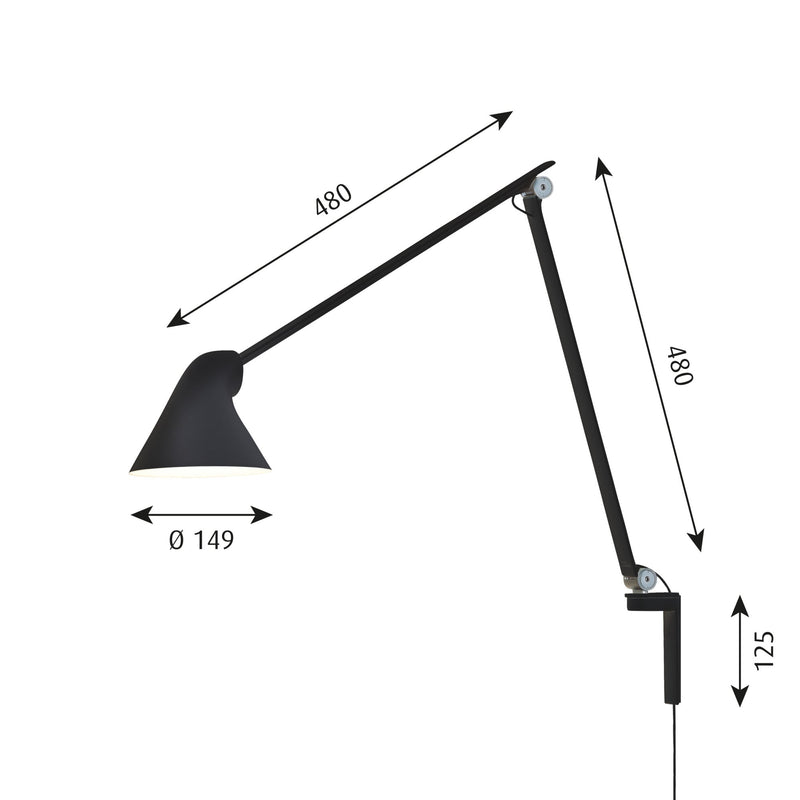 ルイスポールセン Louis Poulsen NJP Wall ブラック ウォールライト NJP ウォール ロングアーム 【正規品】 【送料無料】　ルイスポールセン、レクリントなどの北欧照明、アルテミデ、フロスなどのデザイナーズ照明、イサムノグチの和風照明を通販します。照明器具を販売するネットショップ！送料無料！